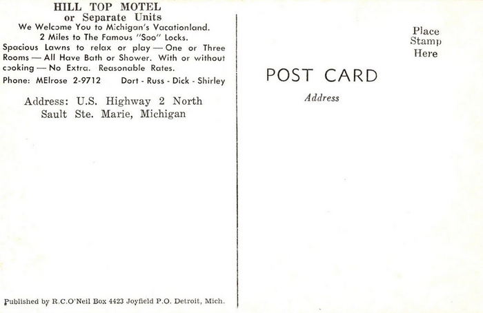 Hill Top Motel - Vintage Postcard (newer photo)